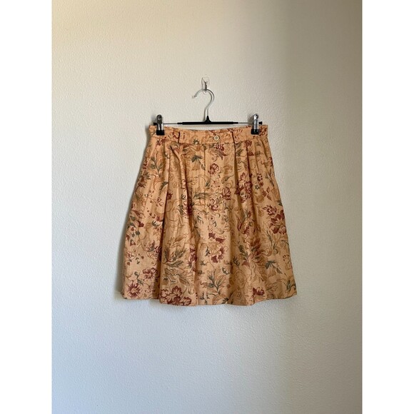 Lauren Ralph Lauren Linen Floral Pleated A-Line Skirt in Beige Size 4P *READ* - Picture 1 of 5